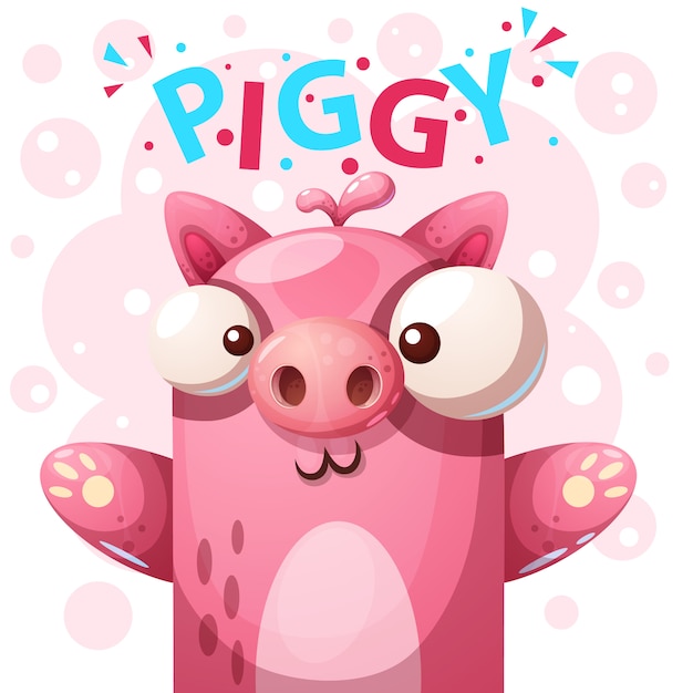 Cute pig character - cartoon illustration. 