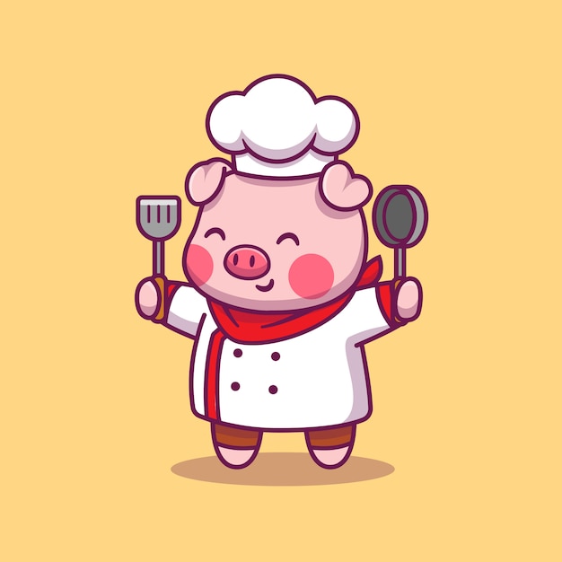 Cute Pig Chef Animal Food