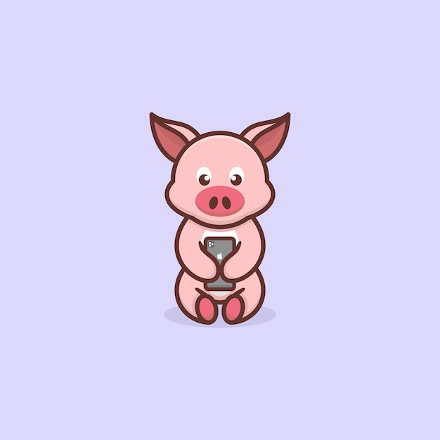 cute pig concept logo design