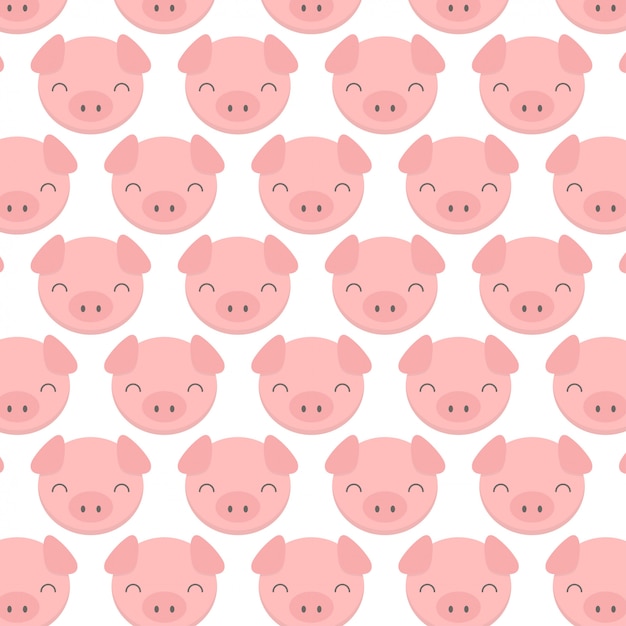 Vector cute pig face pattern