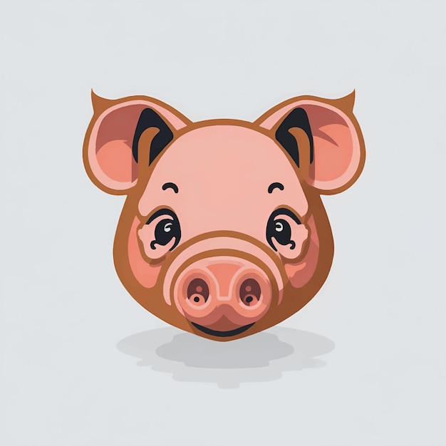 Vector cute pig head flat kawaii style vector icon