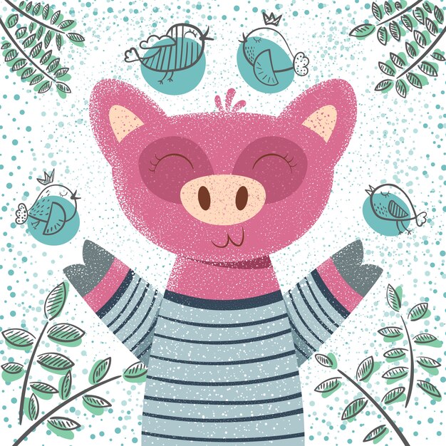 Vector cute pig illustration