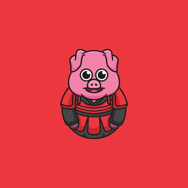 Cute Pig Mascot Logo Design Concept