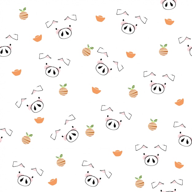 Cute pig pattern background.