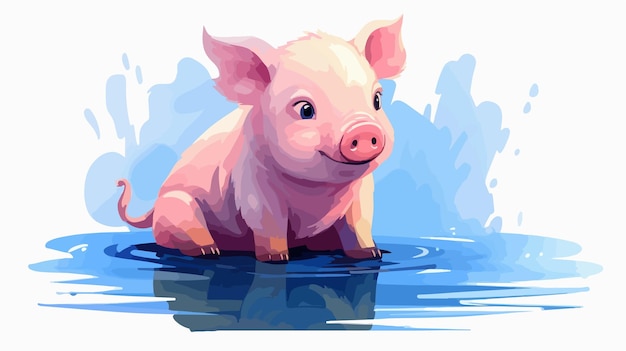 Cute Pig Sitting Cartoon Vector Illustration