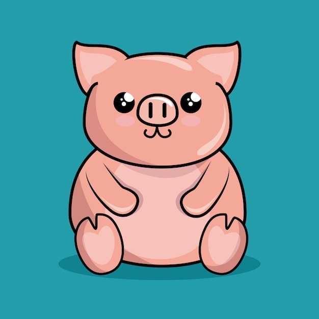 Cute piggy character kawaii style