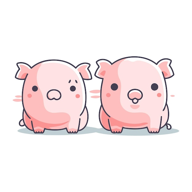 Cute pigs Vector illustration Isolated on white background