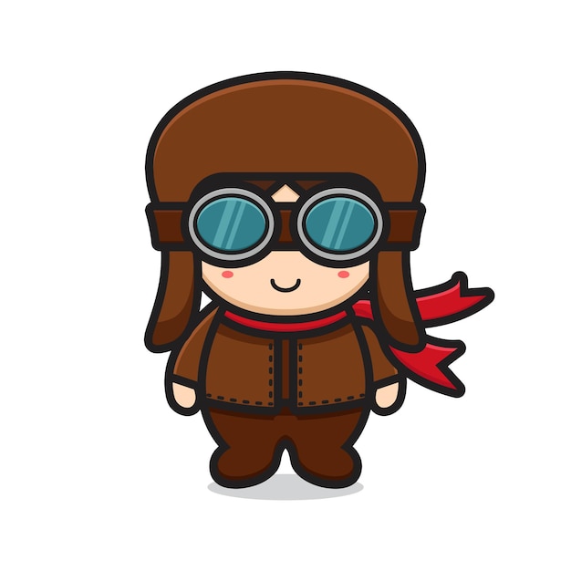 Cute pilot mascot character wear glasses