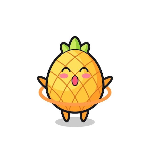 Cute pineapple cartoon is playing hula hoop , cute style design for t shirt, sticker, logo element