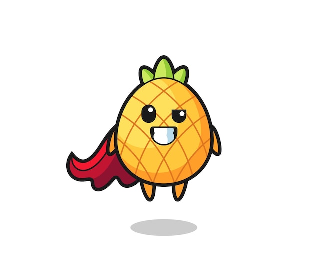 The cute pineapple character as a flying superhero , cute style design for t shirt, sticker, logo element