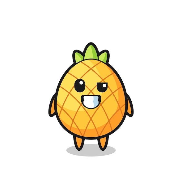 Cute pineapple mascot with an optimistic face , cute style design for t shirt, sticker, logo element