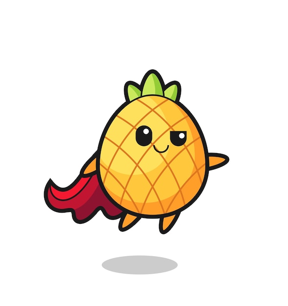 Cute pineapple superhero character is flying  cute style design for t shirt sticker logo element