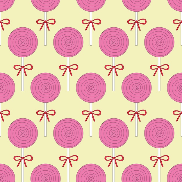 Cute pink candy and lolipop seamless pattern