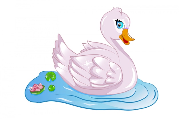 Cute pink cartoon goose character