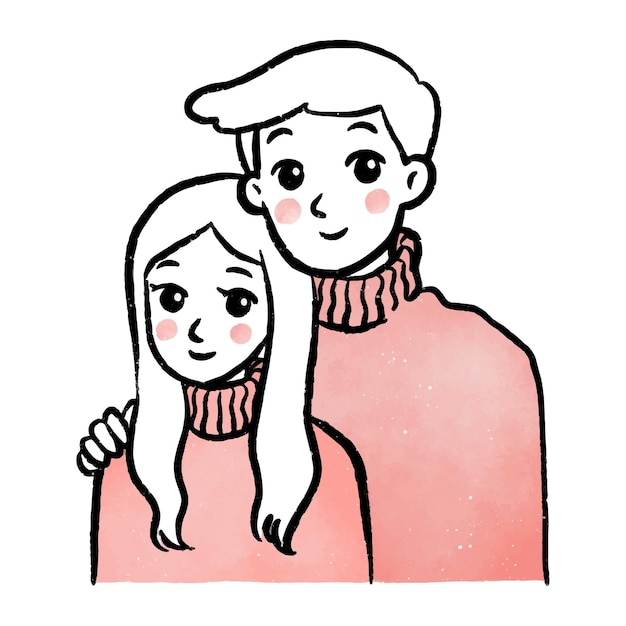 Cute pink couple outfit simple illustration