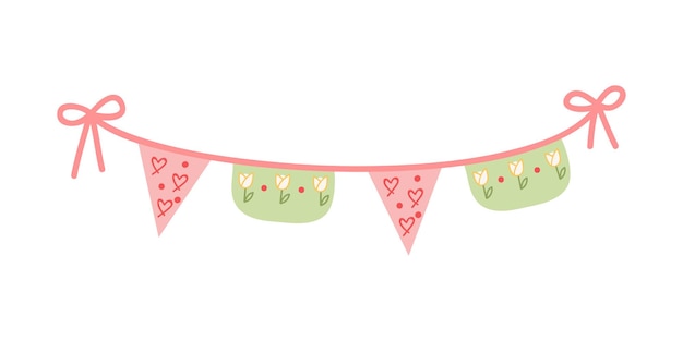 Cute pink flat buntings garlands flags Celebration decor