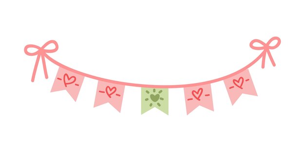 Cute pink flat buntings garlands flags Celebration decor