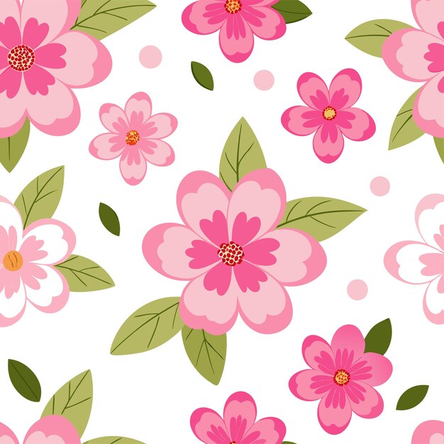 cute pink flowers seamless pattern vector art and illustration