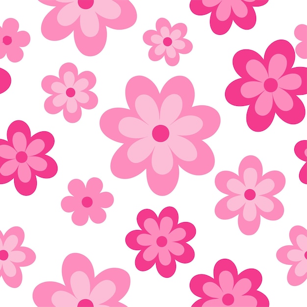 Vector cute pink flowers seamless pattern vector art and illustration