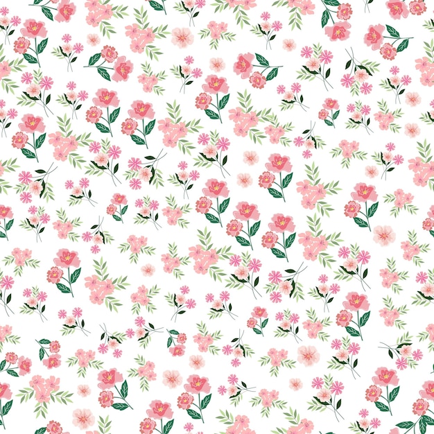 cute pink flowers seamless pattern