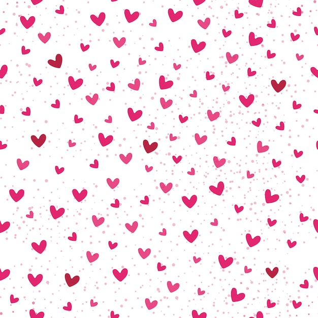 Cute pink hearts vector seamless pattern