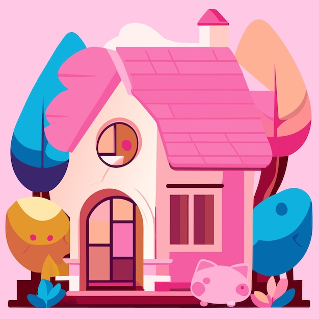 Cute pink House vector