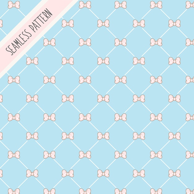 Cute pink kawaii lace bows seamless pattern