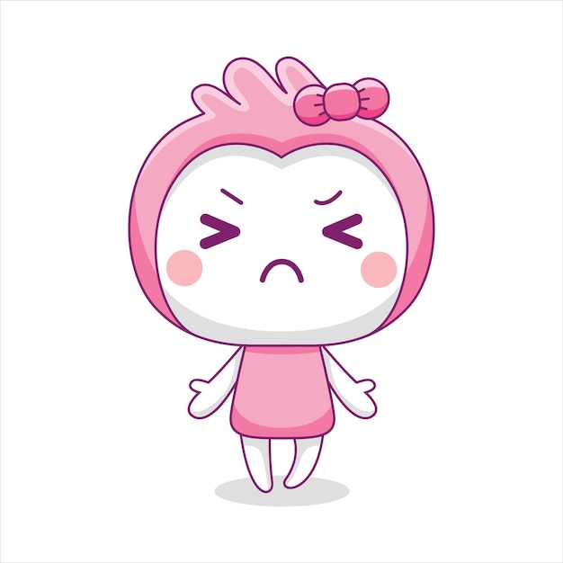 cute pink mascot character in flat design style