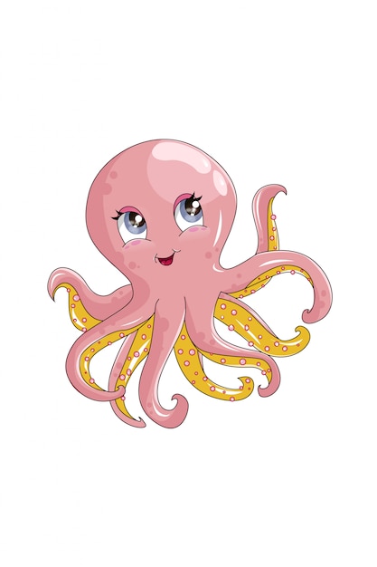 Cute pink octopus illustration