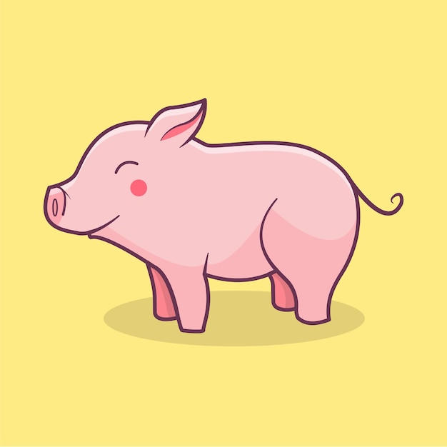 Cute Pink Pig Animals Illustration