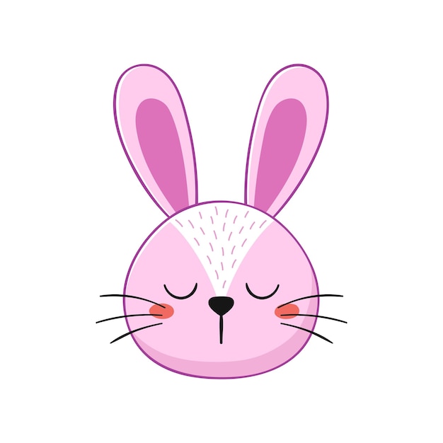 Cute pink rabbit Little bunny in cartoon style Vector illustration