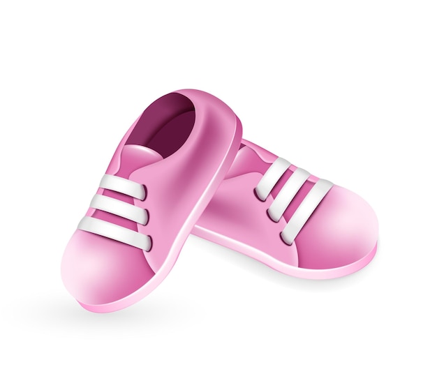 Vector cute pink shoes for newborn girl small snickers for little infant kid children clothes