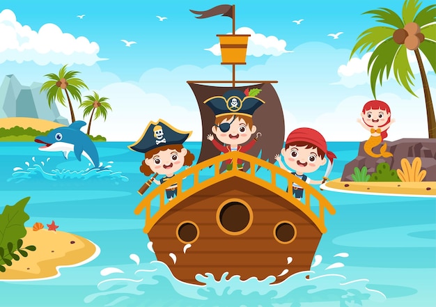 Cute Pirate Cartoon Character Illustration