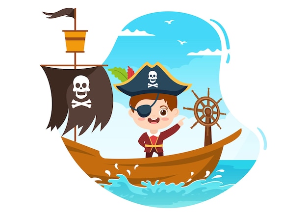 Cute Pirate Cartoon Character Illustration