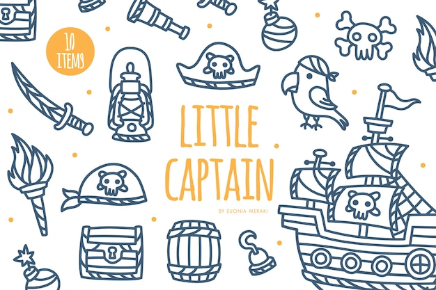 Cute Pirate Theme Element Graphic set