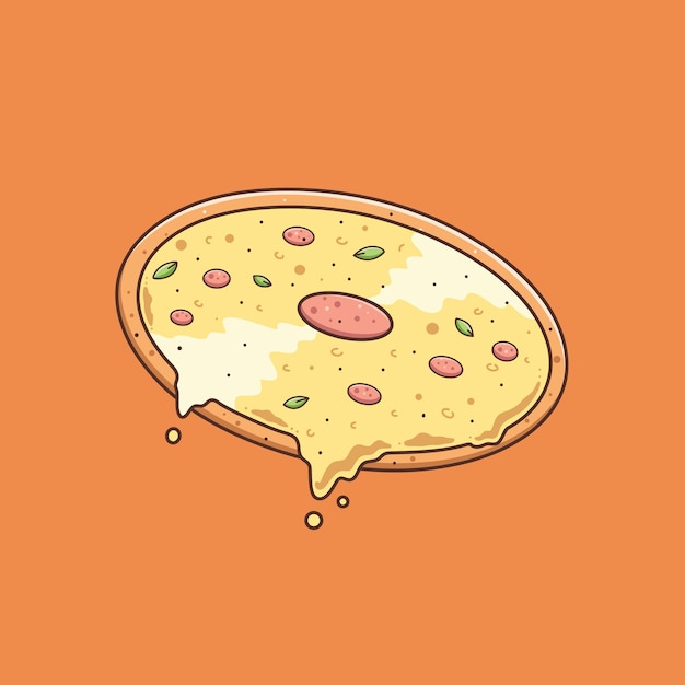 Cute pizza design illustration music record