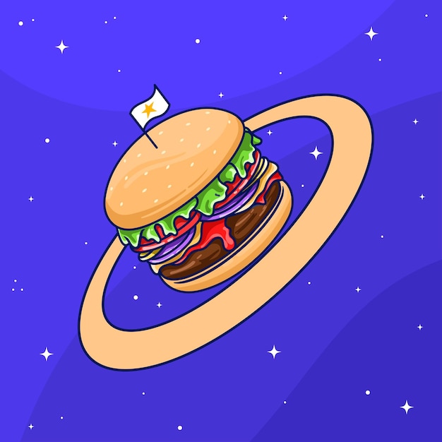 Cute planet burger cartoon