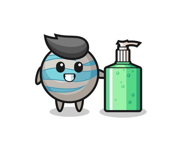 Cute planet cartoon with hand sanitizer , cute style design for t shirt, sticker, logo element