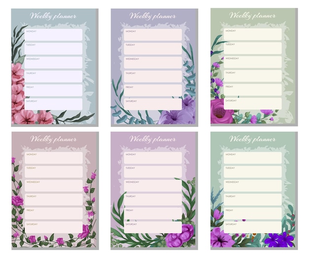 Cute planner templates daily weekly monthly and yearly planners bright design of a notepad page vect