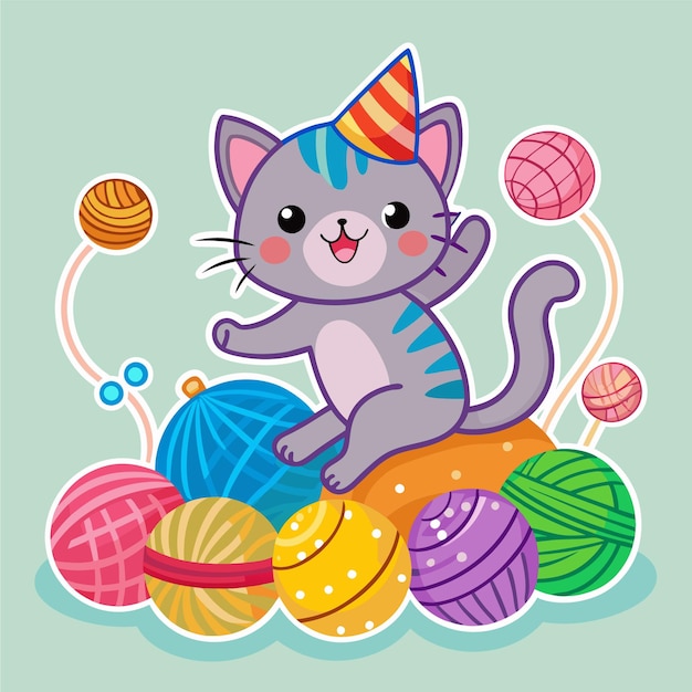 Vector cute playful cat sticker vector