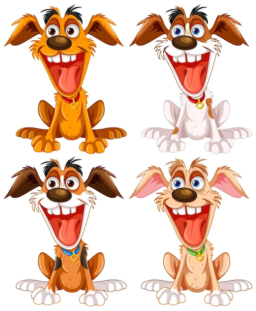 Cute playful crazy dog cartoon