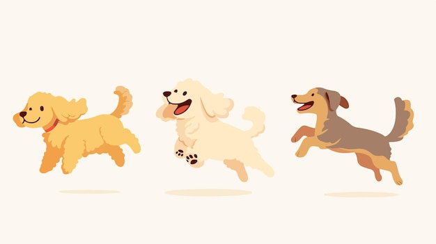 Vector cute and playful goldendoodles and labradoodles