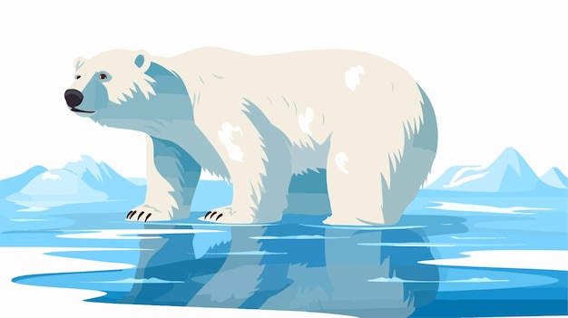 Cute Polar Bear 2D Flat Cartoon Vector Illustration