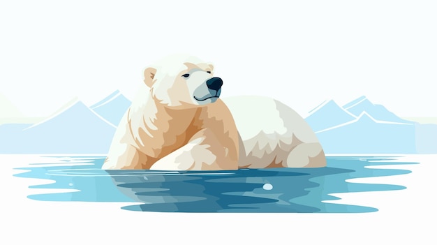 Vector cute polar bear 2d flat cartoon vector illustration