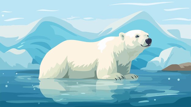 Vector cute polar bear 2d flat cartoon vector illustration