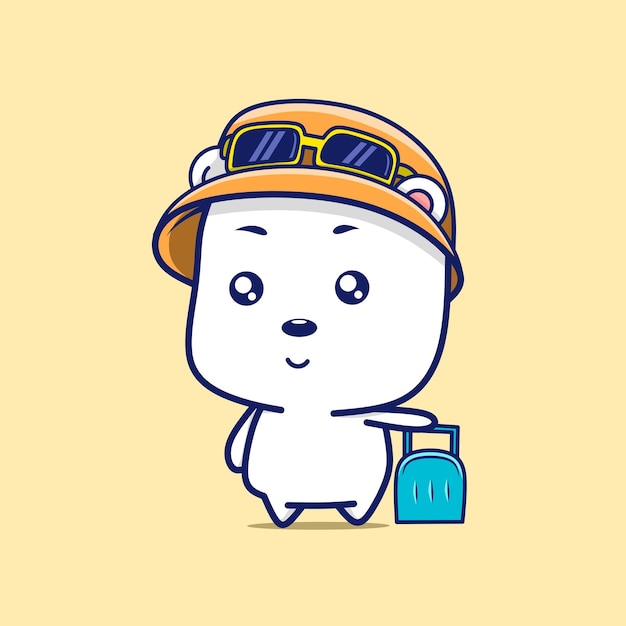 cute polar bear character goes on summer vacation