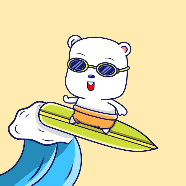 cute polar bear character goes on summer vacation