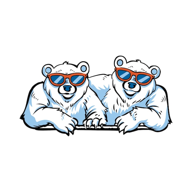 Cute Polar bear funny Cartoon vector illustration