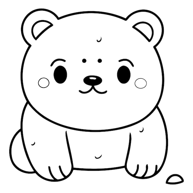 Cute polar bear sitting on the ground Vector cartoon illustration