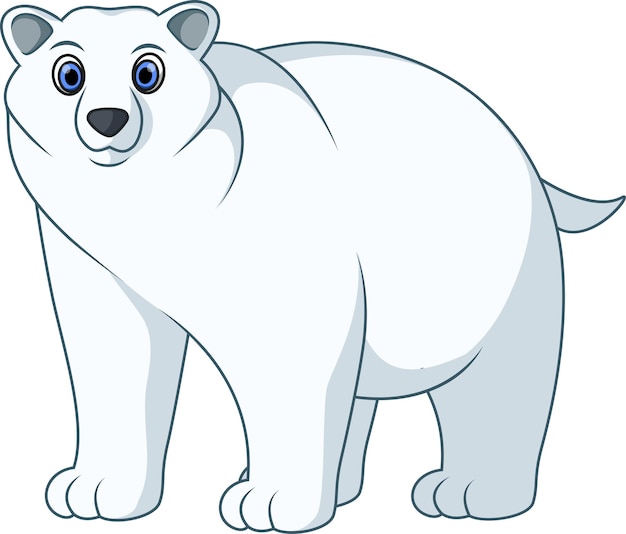 Cute polar bear standing smiling cartoon